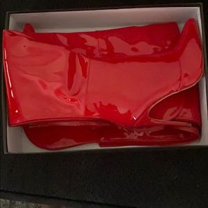 Red thigh high boots